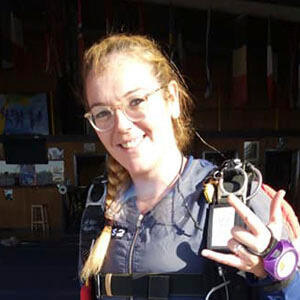Photo of Rhiannon Morrissey learning to skydive with Active Skydiving AFF course.